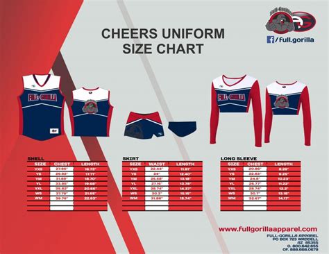 varsity uniform size chart.